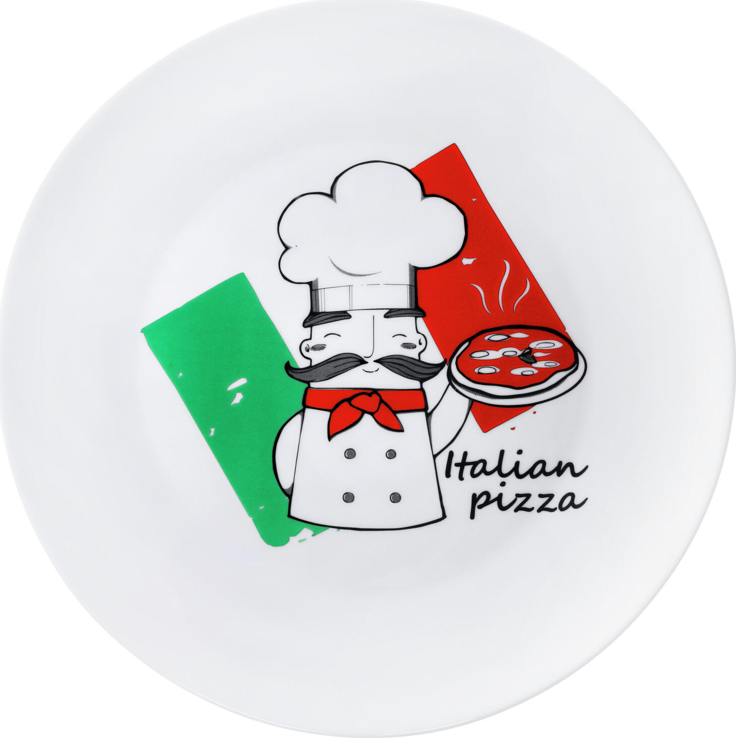 Farfurii pentru pizza Bormioli Rocco Pizza Chef Ronda din sticla temperata opal, 33 cm, multicolore, set de 6 piese