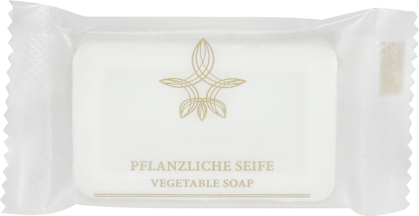 V-Touch LUSINI Solutions GmbH Hotel soap Klassik in sachet Hotelseife Klassik im Sachet Hotel soap Klassik in sachet; white; 400 piece / pack Hotelseife Klassik im Sachet; weiß; 400 Stück / Pack Classic, refreshing soap Klassik. With fine fragrance notes of citrus, flowers and musk. Suitable for all skin types. Gentle and soothing to the skin. Dermatologically tested. The 12 g hand soap is individually packed in a sachet. Klassisch, erfrischende Seife Klassik. Mit feine Duftnoten von Zitrusfrüchten, Blüten und Moschus. Für alle Hauttypen geeignet. Hautschonend und wohltuend. Dermatologisch getestet. Die 12 g Handseife ist einzeln verpackt im Sachet.