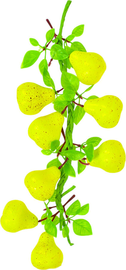 Artificial Yellow Pear Branch with Green Leaves and Stem for Home Decor, Realistic Faux Fruit Plant
