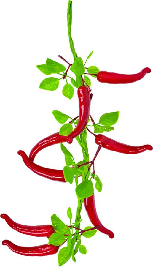 Ghirlanda artificiala de ardei iute red, cu frunze si tulpina verde, pentru decoratiuni de casa si gradina