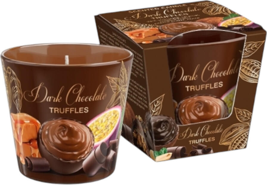 Lumânare Parfumată Chocolate Paradise în Pahare de Sticlă, Aromă de Truffles din Ciocolată Neagră, 115g, pentru Relaxare și Atmosferă Primitoare
