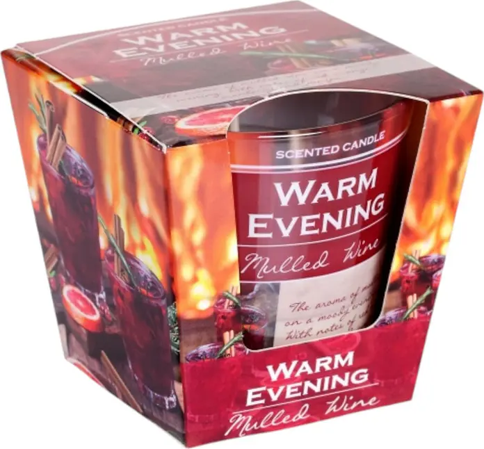 Ароматическая свеча в стекле Warm Evening с ароматом Глинтвейна, 115 г, для создания уютной атмосферы в картонной упаковке