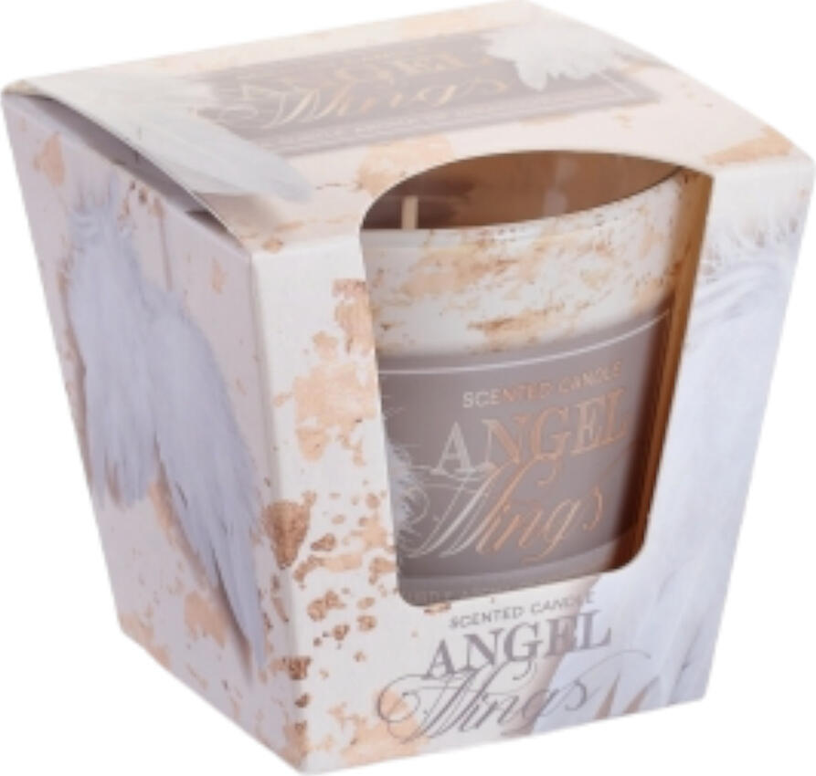 Lumânare Parfumată Angel Wings în Pahăr de Sticlă, 115g - Ardere Uniformă și Prelungită pentru Atmosferă Romantică și Confort, Ambalaj Cadou