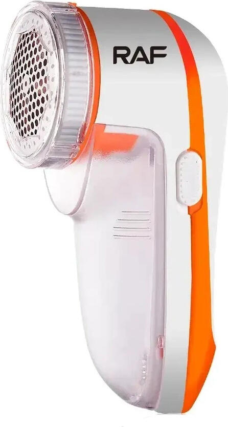 RAF R450 Fabric Shaver, 5W, 110-220V, High-Speed Cyclone Blade, Beehive Mesh, Large Lint Collection Box, for Sweaters, Coats, Blankets, White-Orange