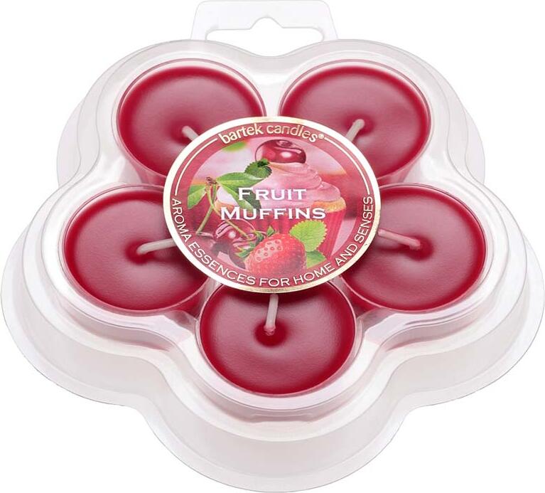 Bartek Candles Fruit Muffins Scented Tea Light Candles, Red, Set of 5, 4-6 Hours Burn Time