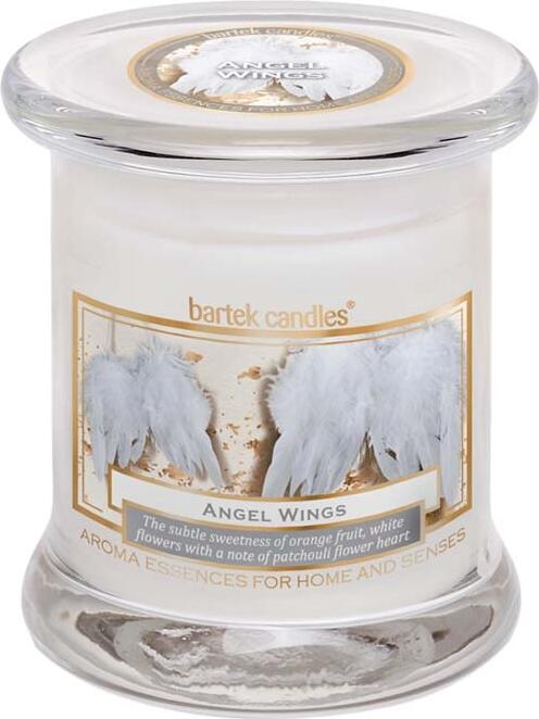 Bartek Candles Angel Wings Scented Candle Tenderness, Paraffin Wax in Glass Jar with Lid, 260g, Orange and White Flowers, 9x10 cm