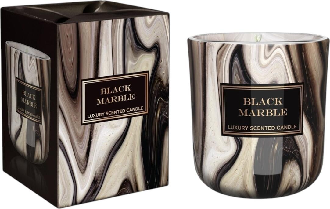 OEM Свеча ароматическая "MARBLE", стакан, 150 г, черно-бежевая