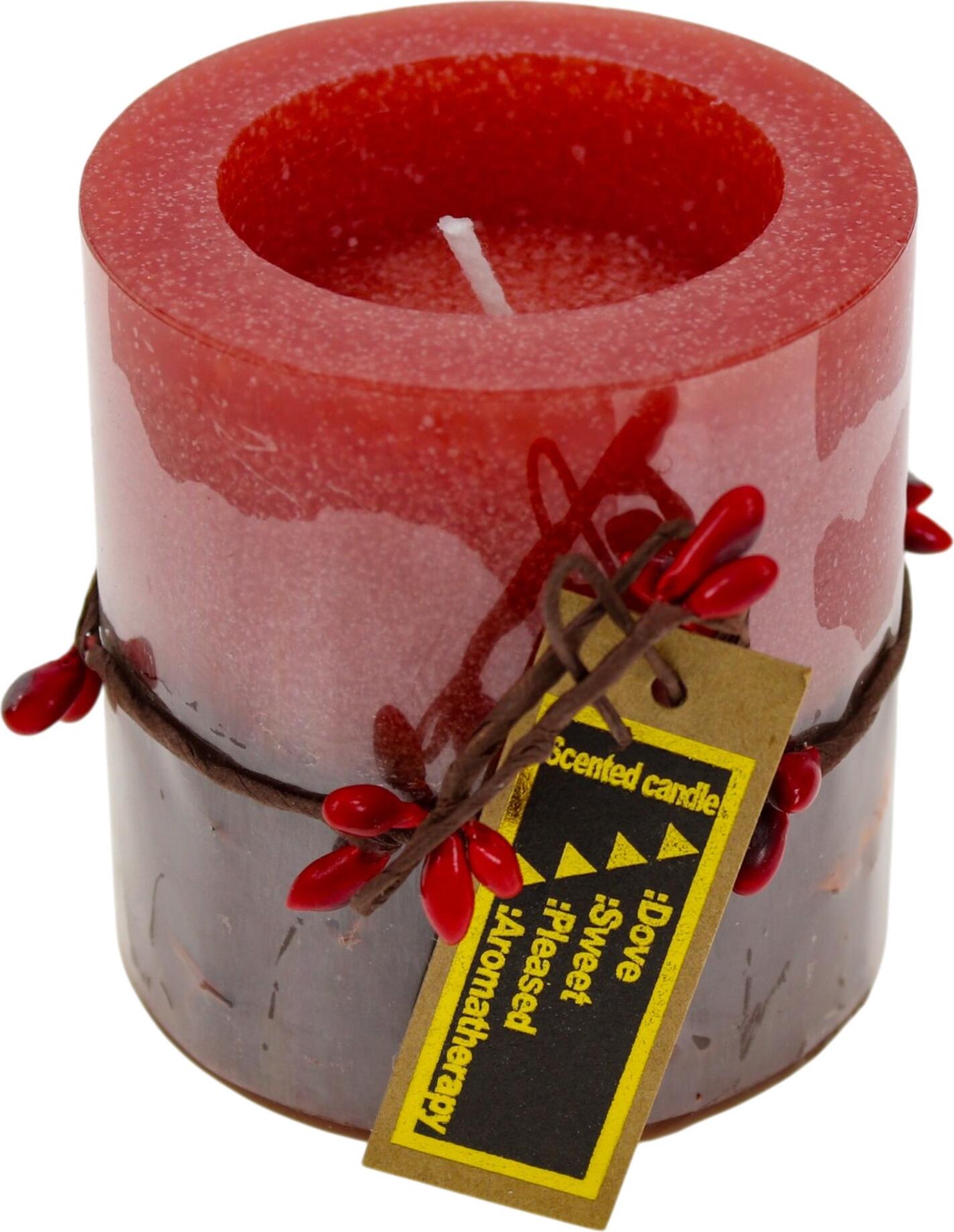 Dove Scented Aromatherapy Candle, Red and Purple Gradient, Decorative Branch and Berries, 7x7.5 cm