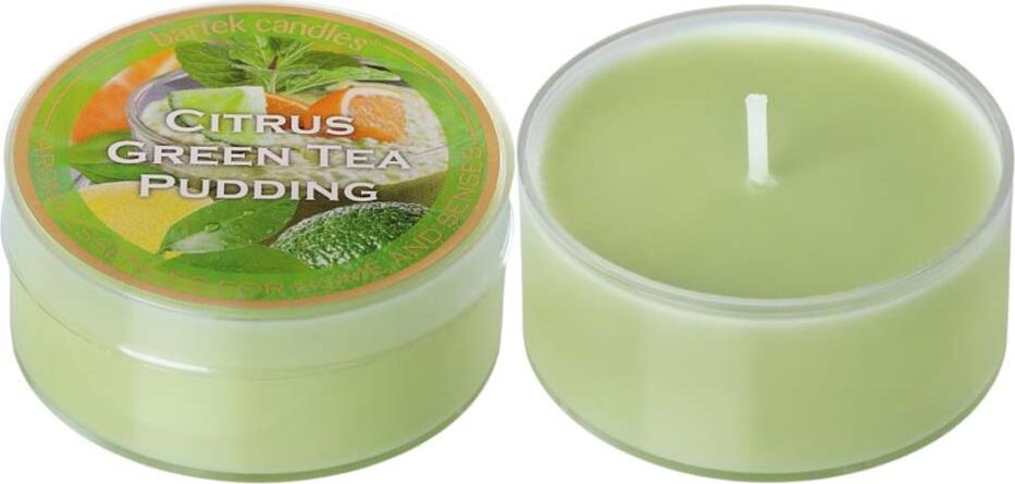 Lumânare Parfumată Bartek Candles Piccolo Citrus Green Tea Pudding Ceară de Parafină în Borcan de Sticlă cu Capac 130g Timp Ardere 30h 1 Bucată