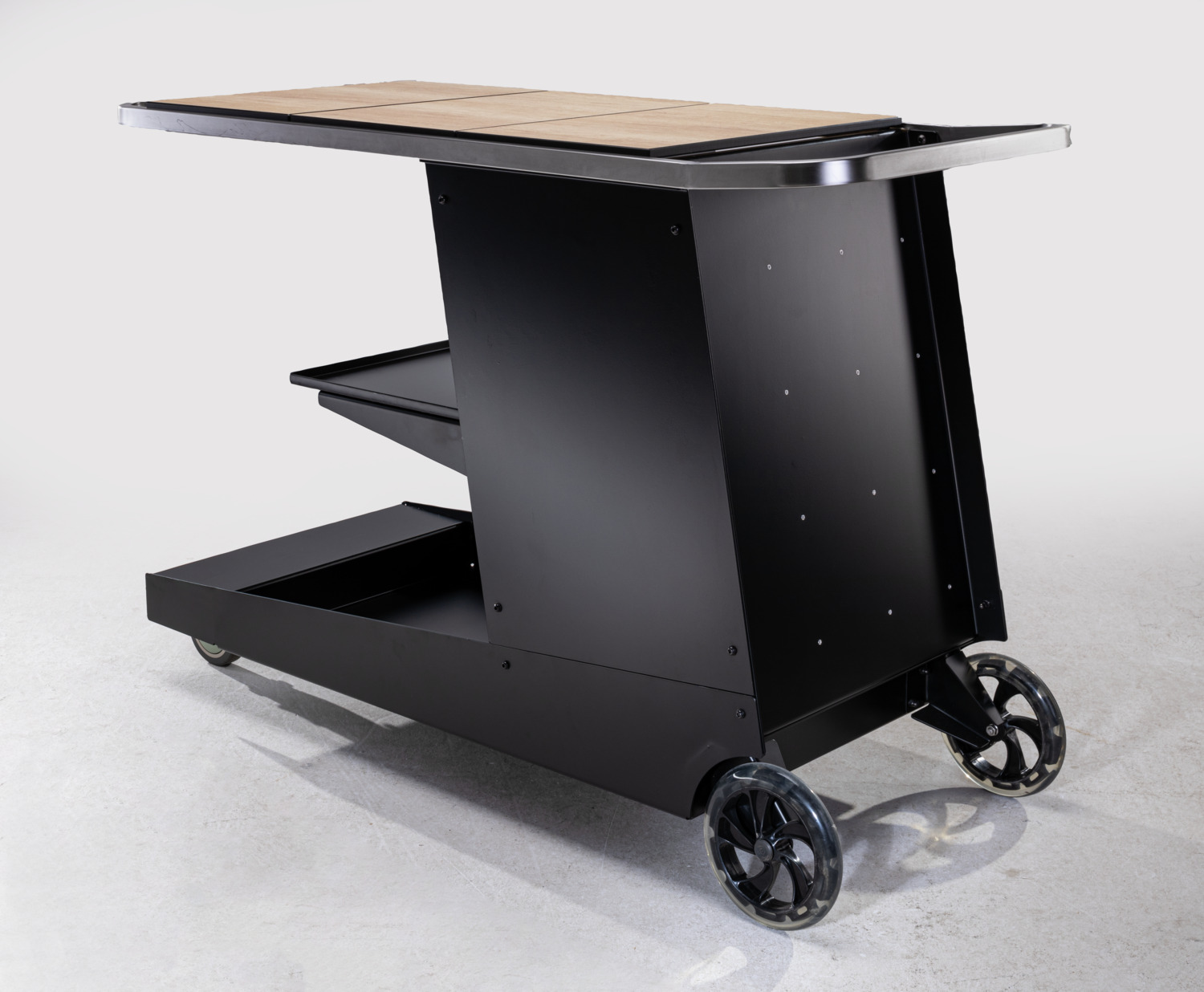 VEGA Sprinter Modular Serving Trolley, Powder-Coated Aluminum and Stainless Steel, GN Container Compatible, Black, 57.5 x 135 x 92 cm