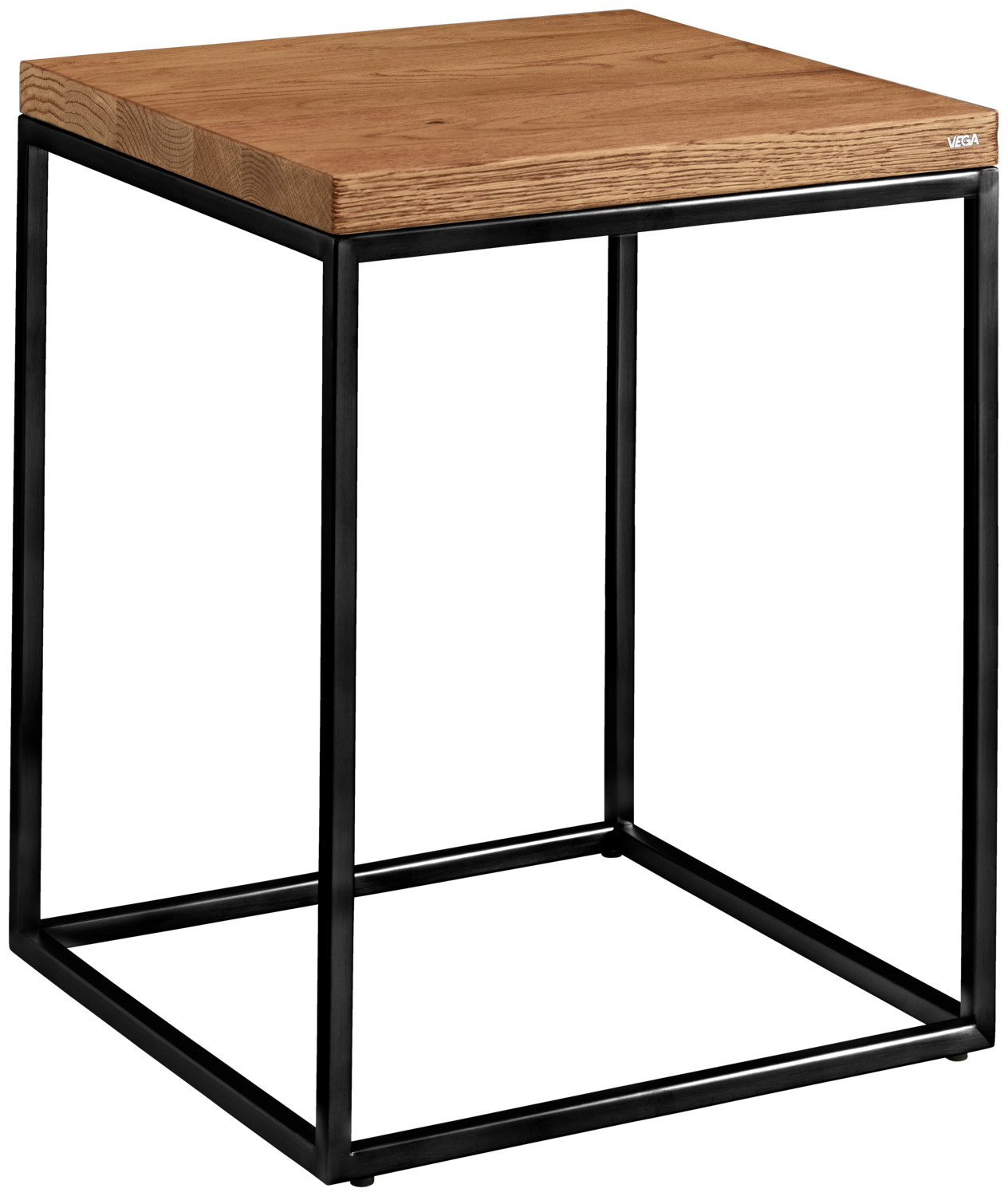 VEGA LUSINI Solutions GmbH Side table Deven square Beistelltisch Deven quadratisch Side table Deven square; 40x40x50 cm (LxWxH); Table top antique oak/brown, base black; square Beistelltisch Deven quadratisch; 40x40x50 cm (LxBxH); Platte eiche antik/braun, Gestell schwarz; quadratisch Lounge table made of powder-coated steel (15x15 mm) and solid oak table top. Maximum load capacity 50 kg. Only suitable for indoor use. Delivery is partially assembled - simply attach the table top to the frame. Loungetisch aus pulverbeschichtetem Stahl (15x15 mm) und Tischplatte aus massiver Eiche. Maximale Belastbarkeit 50 kg. Nur für den Innenbereich geeignet. Lieferung erfolgt teilmontiert - einfach Tischplatte am Gestell befestigen.