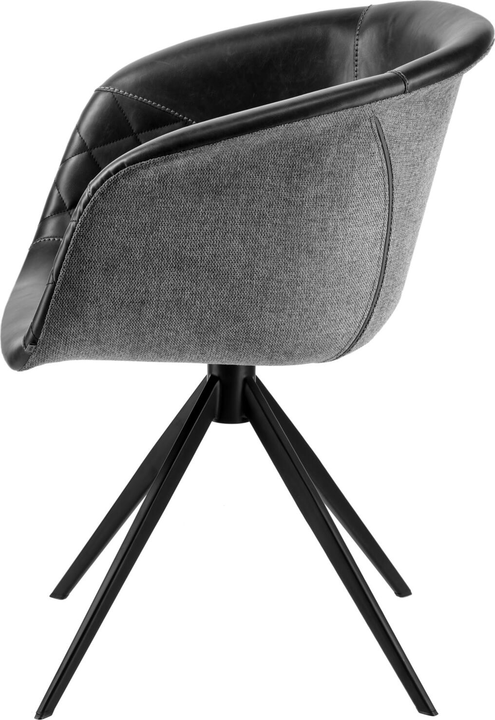 VEGA Yankee Armchair, Black/Light-Grey Imitation Leather and Polyester, Stainless Steel Frame, 61x60x80 cm, Max Load 160 kg, Fire Resistant