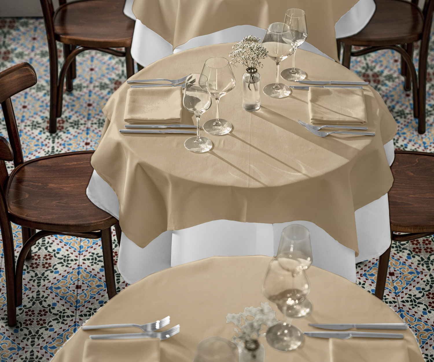 LUSINI Solutions GmbH Vivienne Textile Napkins, Set of 6, 50x50 cm, Sand Beige, 50% Cotton 50% Polyester Satin Weave, OEKO-TEX Standard 100