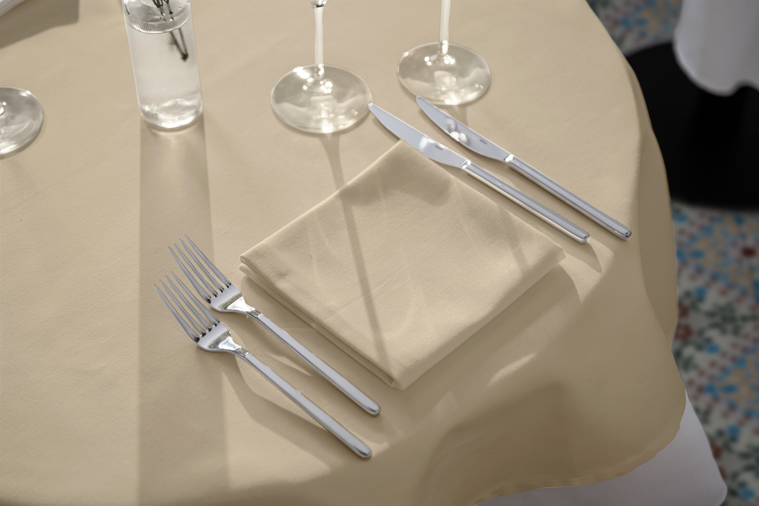 LUSINI Solutions GmbH Vivienne Textile Napkins, Set of 6, 50x50 cm, Sand Beige, 50% Cotton 50% Polyester Satin Weave, OEKO-TEX Standard 100