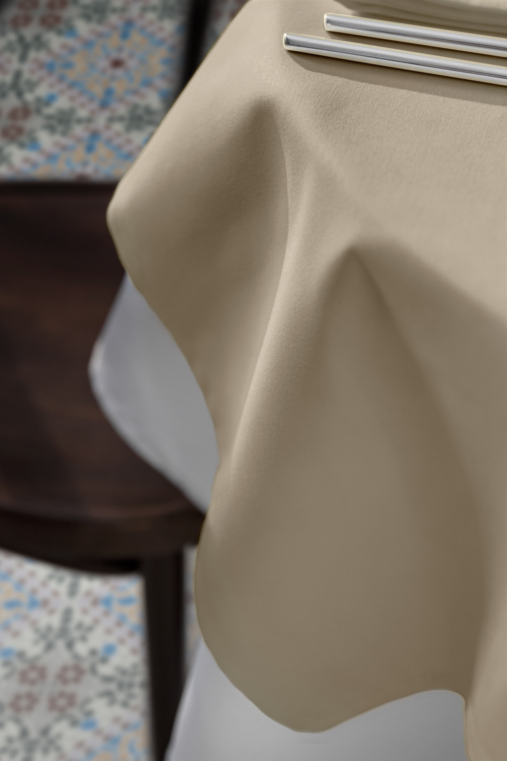 LUSINI Solutions GmbH Vivienne Textile Napkins, Set of 6, 50x50 cm, Sand Beige, 50% Cotton 50% Polyester Satin Weave, OEKO-TEX Standard 100
