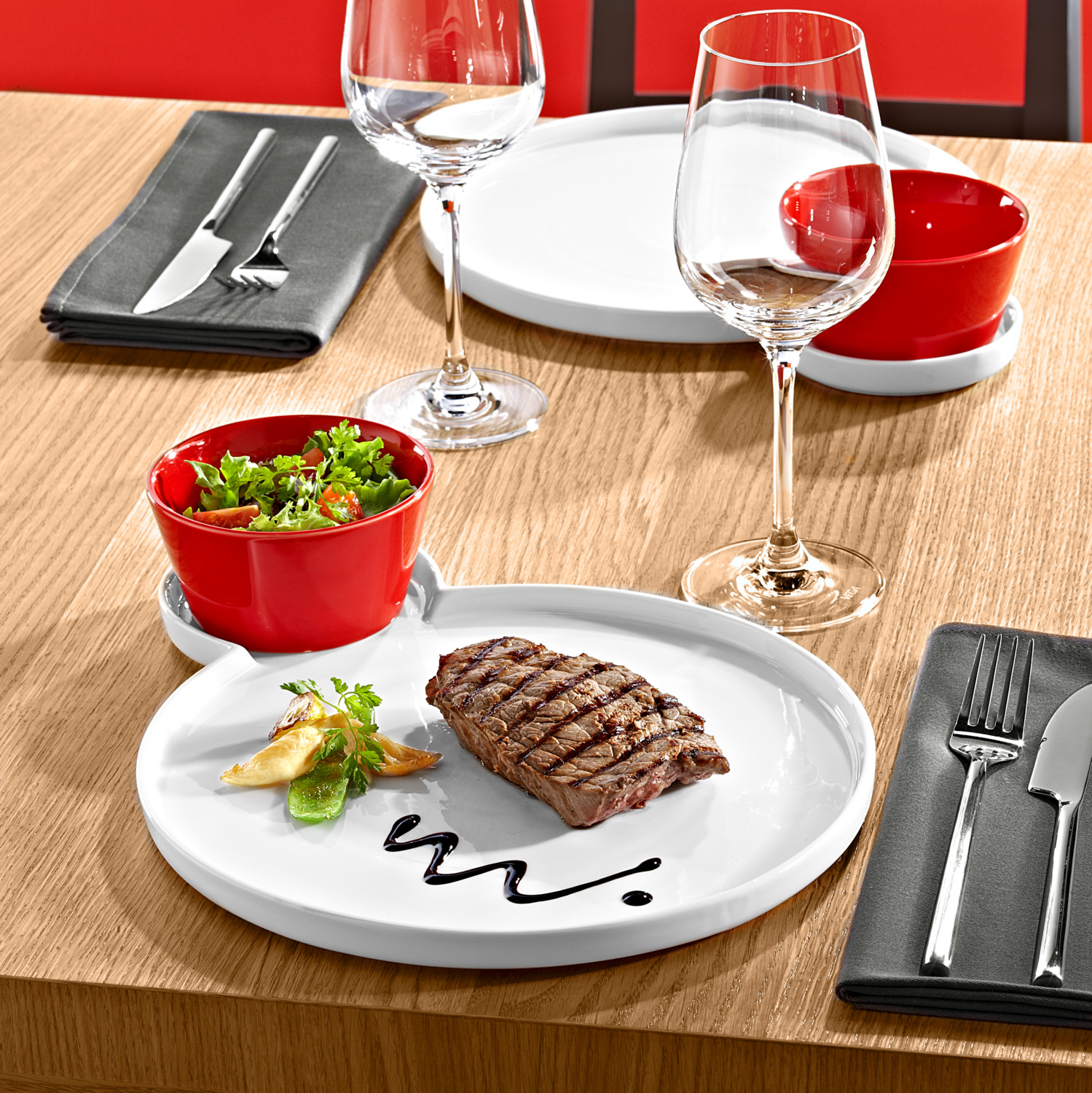 LUSINI Solutions GmbH Vivienne Textile Napkins, Set of 6, 50x50 cm, Dark-Grey, 50% Cotton 50% Polyester Satin Weave, OEKO-TEX Standard 100