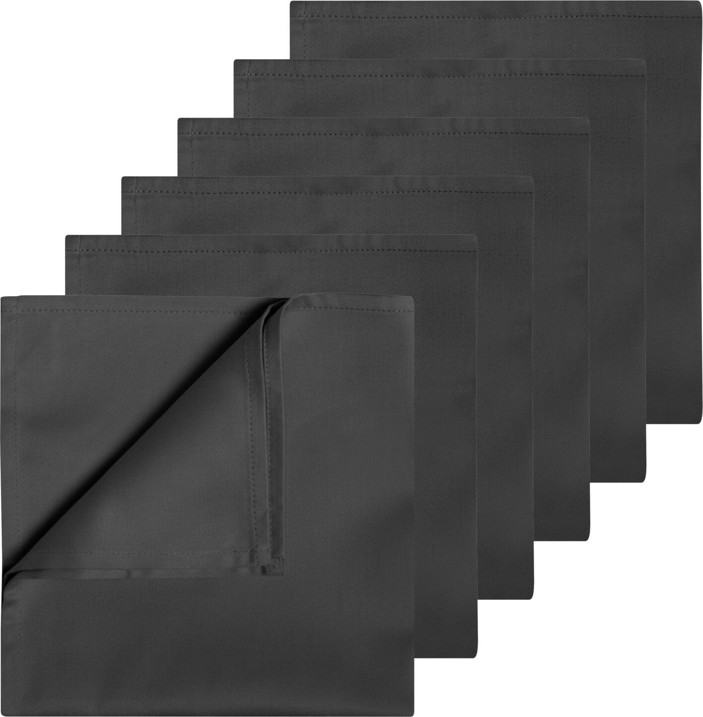 LUSINI Solutions GmbH Vivienne Textile Napkins, Set of 6, 50x50 cm, Dark-Grey, 50% Cotton 50% Polyester Satin Weave, OEKO-TEX Standard 100