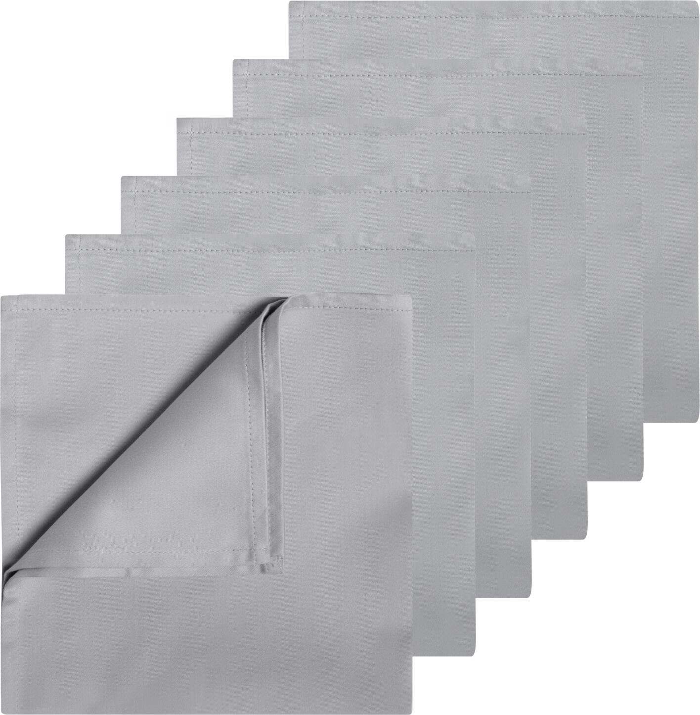LUSINI Solutions GmbH Vivienne Textile Napkins, Set of 6, 50x50 cm, Light-Grey, 50% Cotton 50% Polyester, Plain Satin Weave, OEKO-TEX Standard 100