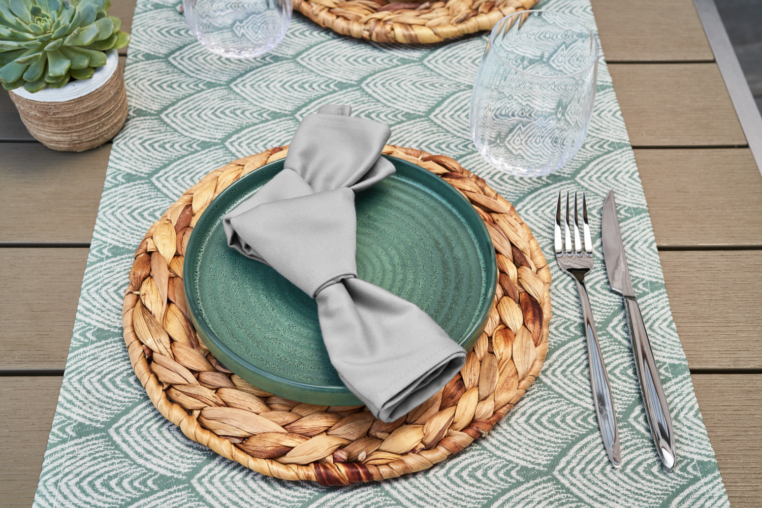 LUSINI Solutions GmbH Vivienne Textile Napkins, Set of 6, 50x50 cm, Light-Grey, 50% Cotton 50% Polyester, Plain Satin Weave, OEKO-TEX Standard 100
