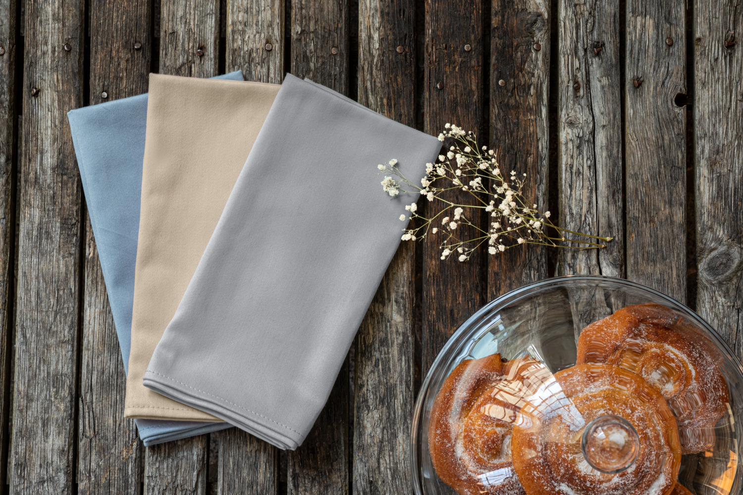 LUSINI Solutions GmbH Vivienne Textile Napkins, Set of 6, 50x50 cm, Light-Grey, 50% Cotton 50% Polyester, Plain Satin Weave, OEKO-TEX Standard 100