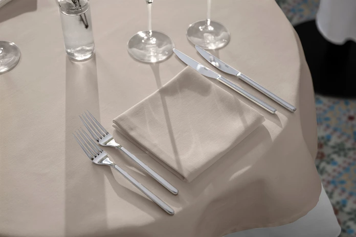 Servete de masă LUSINI Vivienne, Set de 6 piese, 50x50 cm, 50% bumbac 50% poliester, țesătură satinată, taupe, OEKO-TEX Standard 100