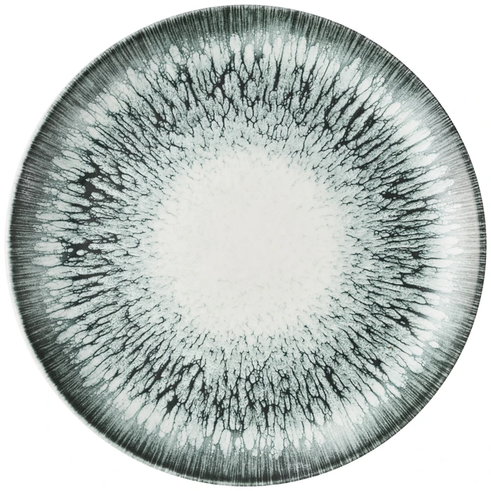 Churchill Inked Lume Coupe Flat Plate, 28.8 cm, Super Vitrified Porcelain, Reactive Black Glaze, Professional Catering Grade, Set of 12