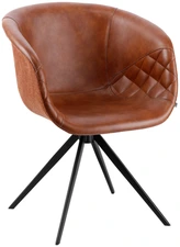 VEGA LUSINI Solutions GmbH Armchair Yankee Armlehnstuhl Yankee Armchair Yankee; 61x60x80 cm (WxDxH); seat cognac, base black Armlehnstuhl Yankee; 61x60x80 cm (BxTxH); Sitz cognac, Gestell schwarz Yankee scores with maximum comfort, low weight, fire protection certification and absolute ease of care. The design impresses with a simple design language combined with elaborately quilted decorative seams. The design is underlined by the successful mix of durable, wipe-clean and breathable imitation leather and attractive fabric cover (100% polyester), rounded off by the tapered legs made of stainless powder-coated tubular steel with floor-protecting plastic glides. Chair comes disassembled including mounting hardware. Yankee punktet mit maximaler Bequemlichkeit, geringem Gewicht, Brandschutz-Zertifizierung und absoluter Pflegeleichtigkeit. Das Design besticht mit schlichter Formensprache kombiniert mit aufwendig gesteppten Ziernähten. Unterstrichen wird das Design aus dem gelungenen Mix aus strapazierfähigem, abwischbarem und atmungsaktivem Kunstleder und ansprechendem Stoffbezug (100% Polyester), abgerundet durch die konisch zulaufenden Beine aus rostfreiem pulverbeschichtetem Stahlrohr mit Boden schonenden Kunststoffgleitern. Stuhl wird zerlegt geliefert inklusive Befestigungsmaterial.