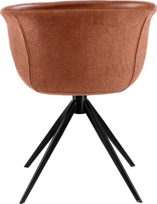 Scaun cu brate VEGA Yankee, Piele Ecologica si Poliester Cognac, Cadru Otel Vopsit in Praf, 61x60x80 cm, Suporta pana la 160 kg, Rezistent la Foc