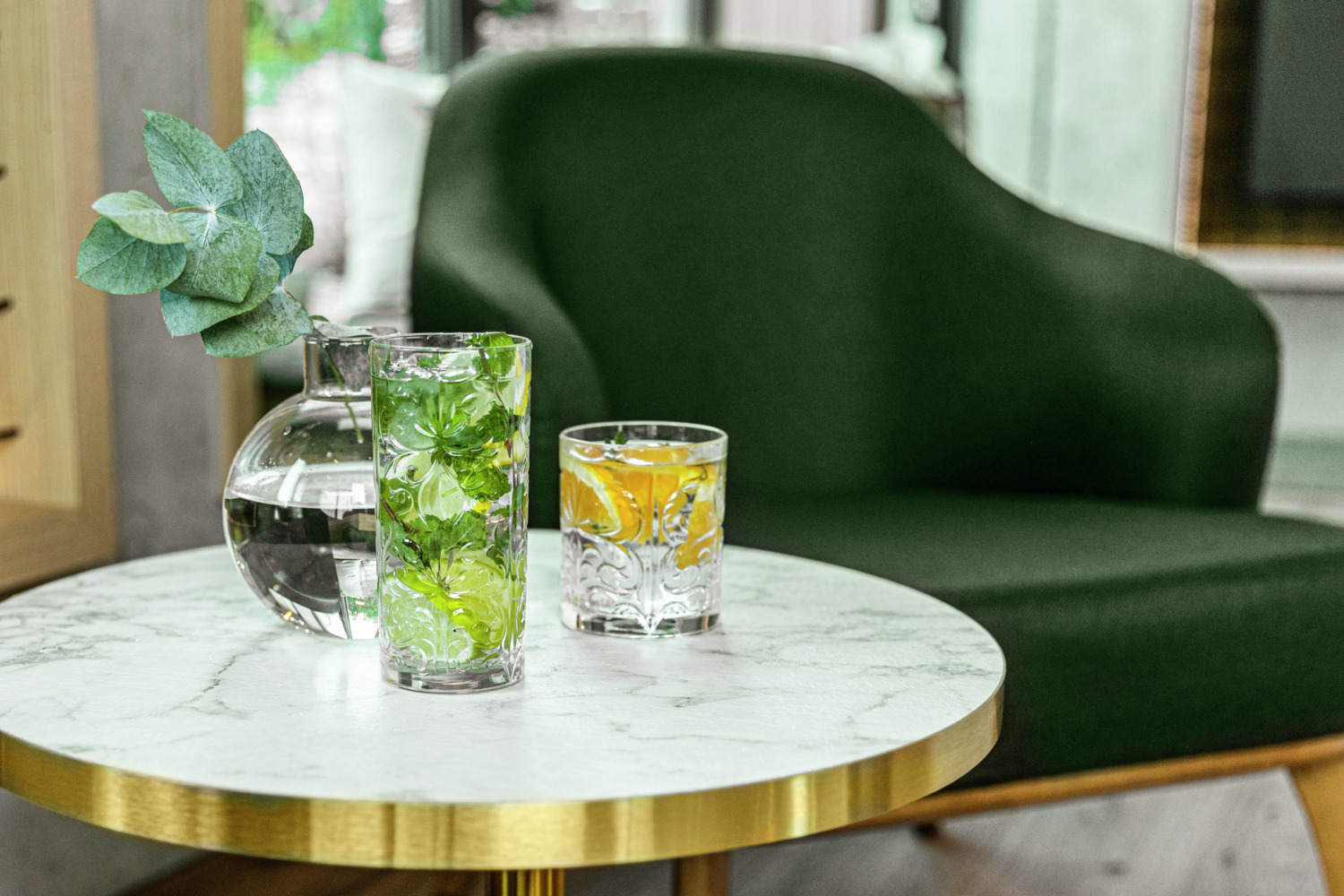 Set de 6 piese Pahare Long Drink RCR Cristalleria Italiana Tattoo din cristal, 370 ml, 15 cm inaltime, Design Floral, Transparent, Safe la masina de spalat vase