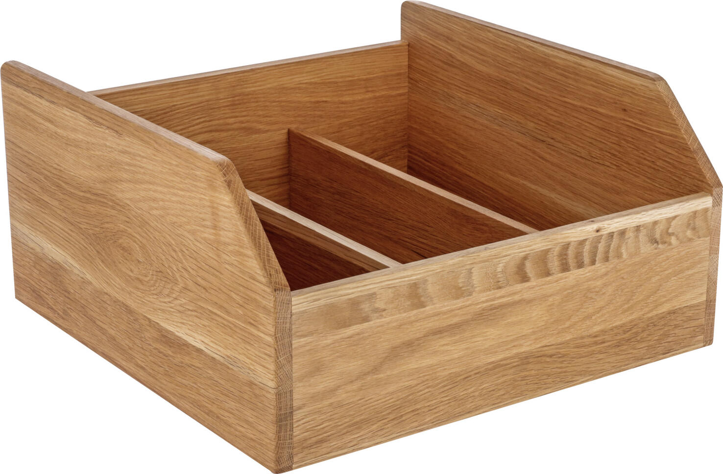 Vega Esino Bread Box, Solid Oak Wood, Oiled Brown, 3 Compartments, 45 x 45 x 22.2 cm, Food-Safe