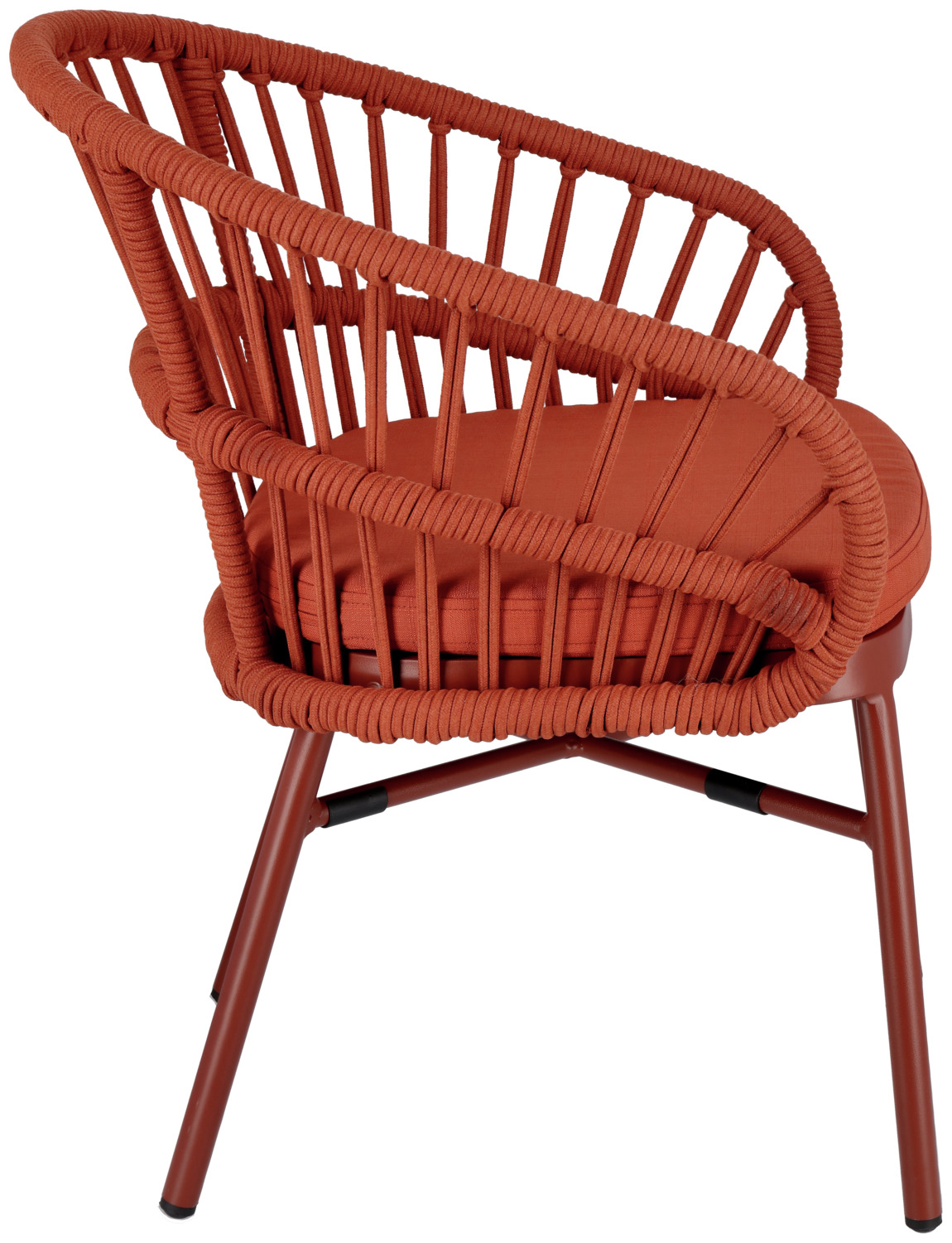 VEGA LUSINI Pina Outdoor Chair Set of 2, Terracotta, Powder-Coated Aluminum Frame, Rope Wickerwork, Stackable Weatherproof Garden Chairs with Washable Cushions