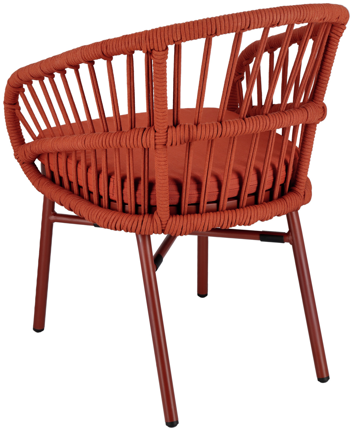 VEGA LUSINI Pina Outdoor Chair Set of 2, Terracotta, Powder-Coated Aluminum Frame, Rope Wickerwork, Stackable Weatherproof Garden Chairs with Washable Cushions