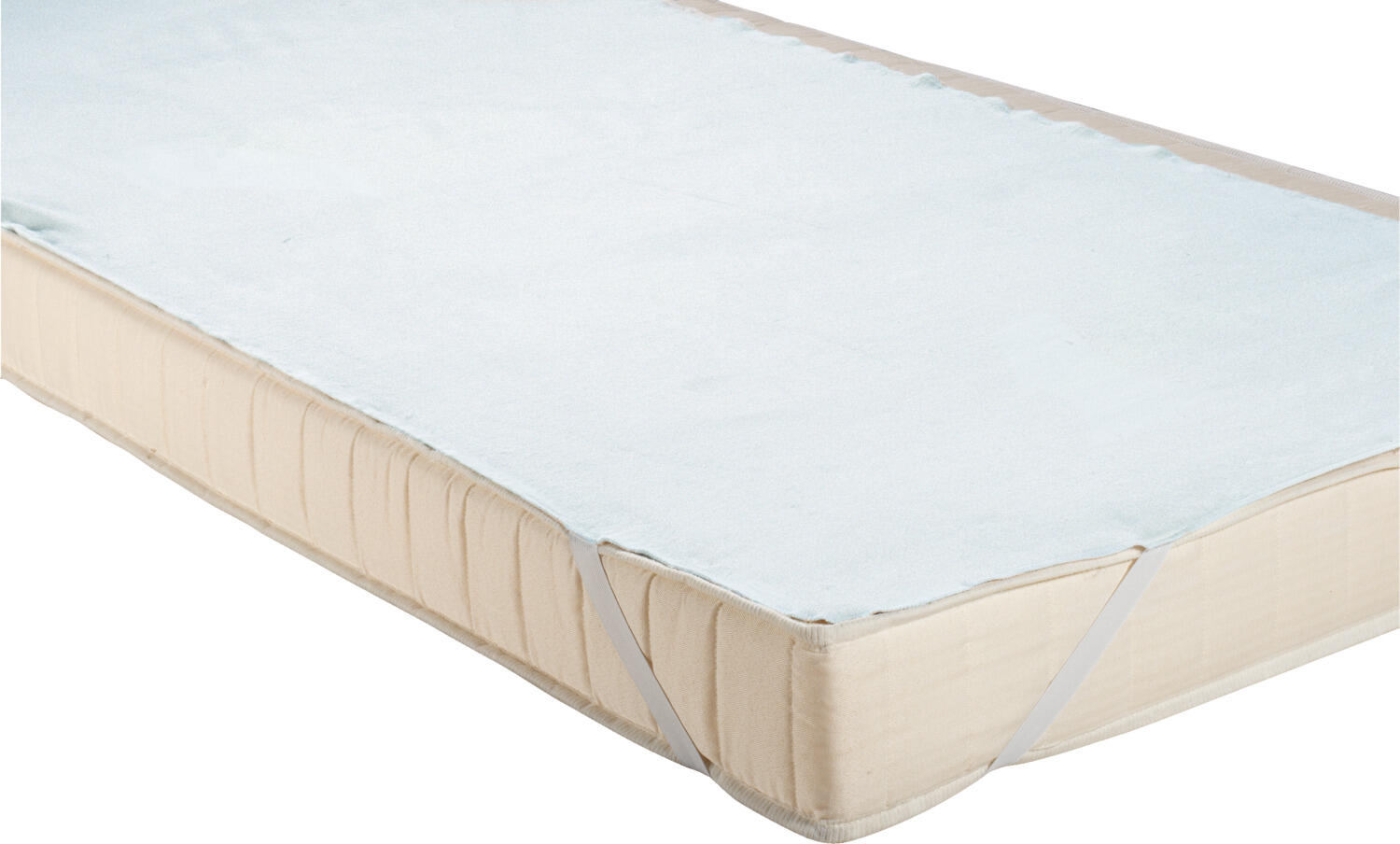 PULSIVA LUSINI Solutions GmbH Mattress protector Molton Atlanta Matratzenschoner Molton Atlanta Mattress protector Molton Atlanta; 90x200 cm (WxL); white; 2 piece / pack Matratzenschoner Molton Atlanta; 90x200 cm (BxL); weiß; 2 Stück / Pack Molton-pad made of 100 % cotton, doubled roughened on both sides, weight 300 g/m²,  95° wash. Moisture absorbing mattress topper. Skin-friendly and temperature-compensating. With hard-wearing stitching hem and 4 corner rubbers for optimum attachment to the mattress. Colors: Beige and white. 100 % Baumwolle (Molton). Gewicht ca. 300 g/m². Feuchtigkeitsabsorbierende Matratzenauflage. Hautsympathisch und temperaturausgleichend. Beidseitig geraut. Mit strapazierfähigem Kettelsaum und vier Eckgummis zur optimalen Befestigung an der Matratze. Steghöhe 24 cm.