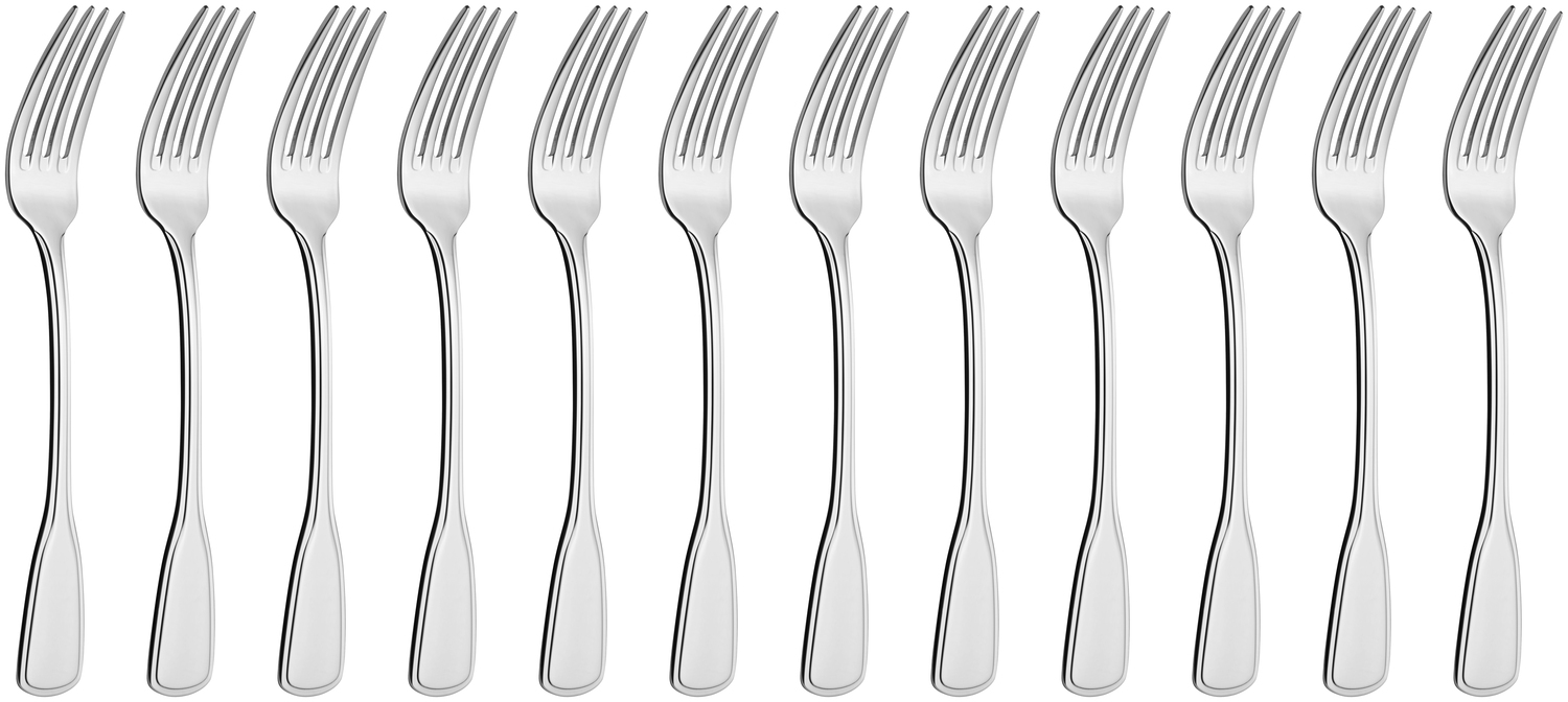 VEGA Spaten Table Fork Set of 12, 18/10 Chrome-Nickel Stainless Steel, Mirror Polished, 19.4 cm, Silver