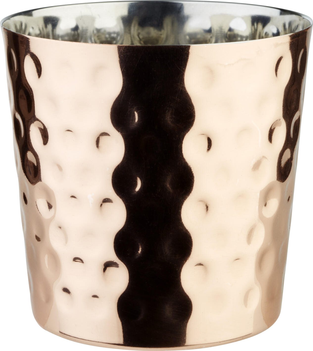 APS Snack Holder Hammer Blow Stainless Steel Copper 350ml Round Stackable Serving Bowl for Dips and Sauces 8.5x8.5cm