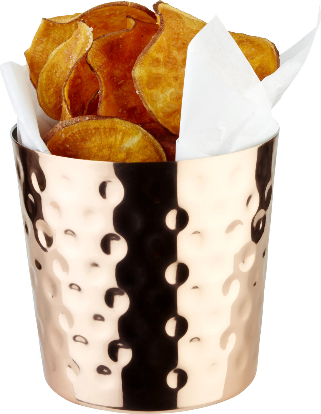 APS Snack Holder Hammer Blow Stainless Steel Copper 350ml Round Stackable Serving Bowl for Dips and Sauces 8.5x8.5cm