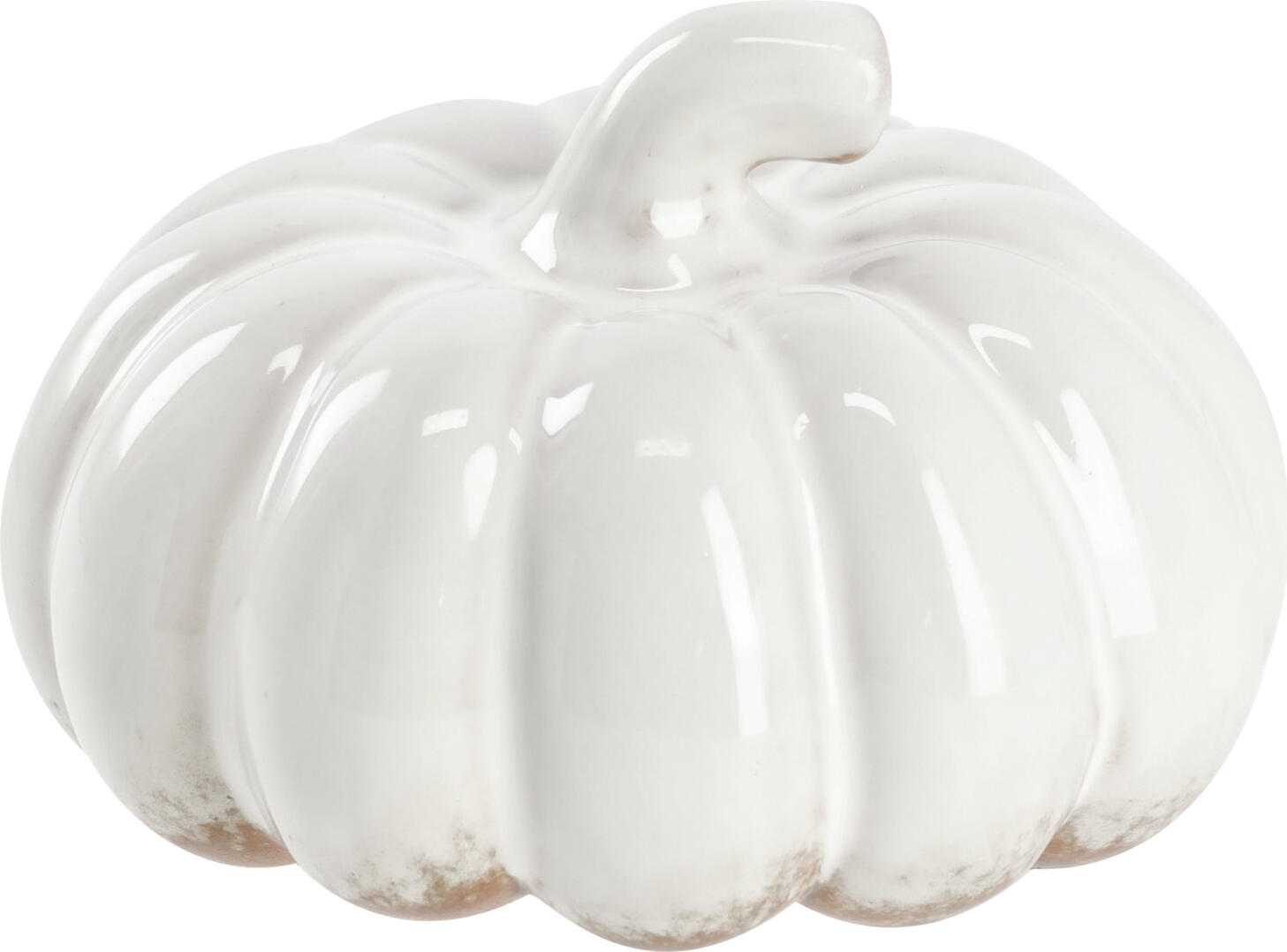 LUSINI Alick Decorative Pumpkin, White Porcelain Fall Home Decor Figurine, 13.7 x 8.8 cm