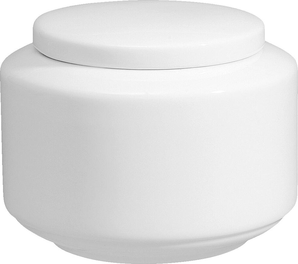 Vega Sugar Bowl Base Set of 6, White Porcelain, Round, 220 ml, 8.6x7 cm, with Lid, Dishwasher and Microwave Safe, Smart Basic Style