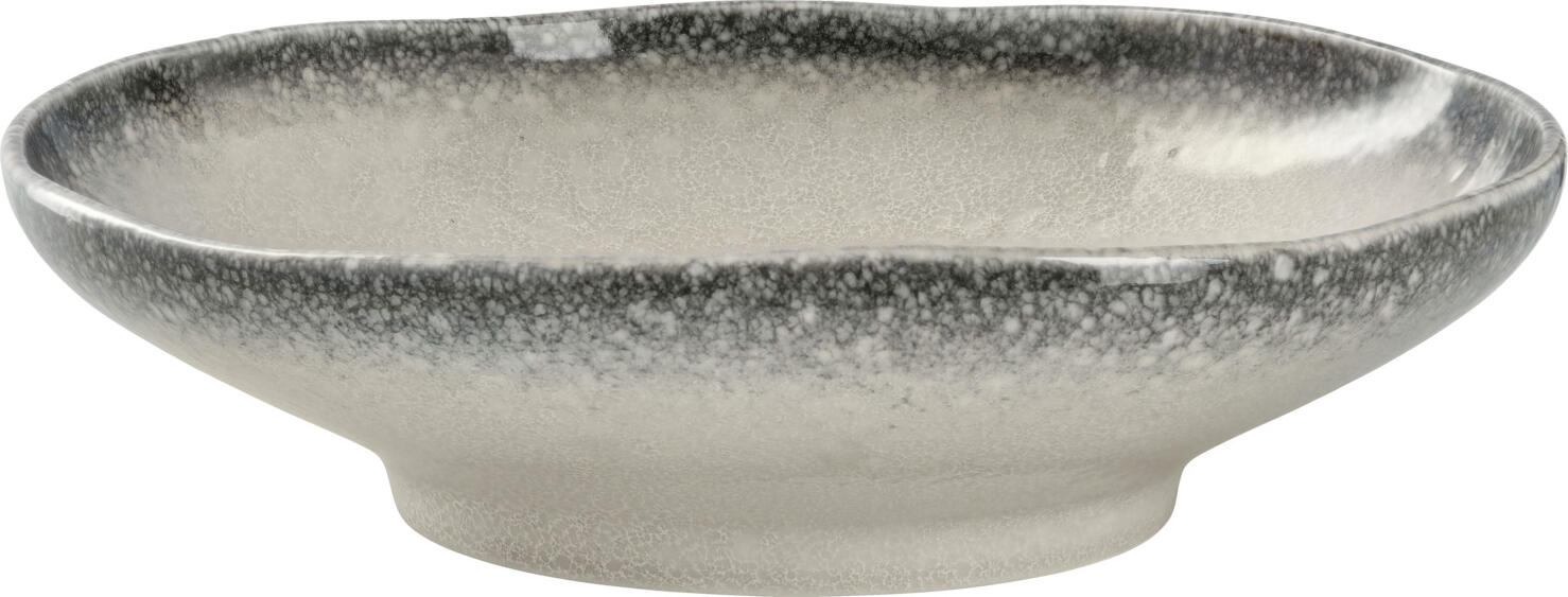 Set de 2 farfurii adânci VEGA Nagoya, boluri din porțelan cu margine neregulată, 26x7 cm, 1200 ml, alb/gri, rezistente la mașina de spălat vase și cuptor cu microunde