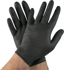 Hygonorm Disposable nitrile glove Safe Fit Einweg-Nitrilhandschuh Safe Fit Disposable nitrile glove Safe Fit; Size M, 24 cm (L); black; 200 piece / pack Einweg-Nitrilhandschuh Safe Fit; Kleidergröße M, 24 cm (L); schwarz; 200 Stück / Pack The disposable glove Aurin is made of a very light, pleasantly soft nitrile that is powder-free and latex-free (ideal for allergy sufferers). Due to the fully anatomical fit, the glove fits like a second skin and thus offers the user a high tactile sensitivity for precise work. The disposable glove can be used in many areas, as it is suitable for food processing, gastronomy, laboratory and industry as well as for medical purposes. Thanks to the textured surface, the Aurin nitrile glove has a particularly good grip and can also be worn with both hands. In the practical cardboard dispenser box. 3 g/piece in size M. Meets the standards: CAT 3, CE 0465 PPE VO (EU) 2016-425, CE MDR 2017-745, EN 374-1:2016 type B GKLMT, EN 374-5:2016 (without virus), EN 420, EN 455 1-4, food safe. *Made of a very light nitrile, with rolled edge *Comfortably soft, ambidextrous fit * Fit like a second skin thanks to the fully anatomical fit * Precise work possible due to high tactile sensitivity * Grippy thanks to textured surface Der Einweghandschuh besteht aus 100 % Nitril. Absolut lebensmittelecht, öl- und fettbeständig. Ausgezeichnetes Tastempfinden für präzises Arbeiten. Texturierte Fingerspitzen für optimalen Griff. Äußerst elastisch und reißfest. Puderfrei, Latexfrei (ideal für Allergiker) wasserdicht, unsteril. Perfekter Sitz durch vollanatomische Passform, mit Rollrand. Sehr strapazierfähig und besitzt eine hohe Beständigkeit gegen Chemikalien. In der praktischen Spenderbox aus Pappe. 3 g/ Stück in Gr. M. Erfüllt die Normen: CAT 3, CE 0465 PSA VO (EU) 2016-425, CE MDR 2017-745, EN 374-1:2016 Typ B GKLMT, EN 374-5:2016 (ohne Virus), EN 420, EN 455 1-4, Lebensmittelecht.