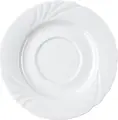 Pulsiva Swing Cappuccino Saucers, White Porcelain, 15 cm Diameter, Simple Relief Design, Dishwasher and Microwave Safe, Set of 6