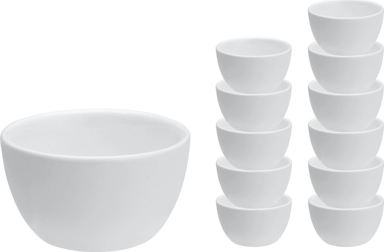 VEGA LUSINI Solutions GmbH Odara White Porcelain Mini Bowls, 30ml, 5cm Diameter, Round, Dishwasher and Microwave Safe, Set of 12 Pieces