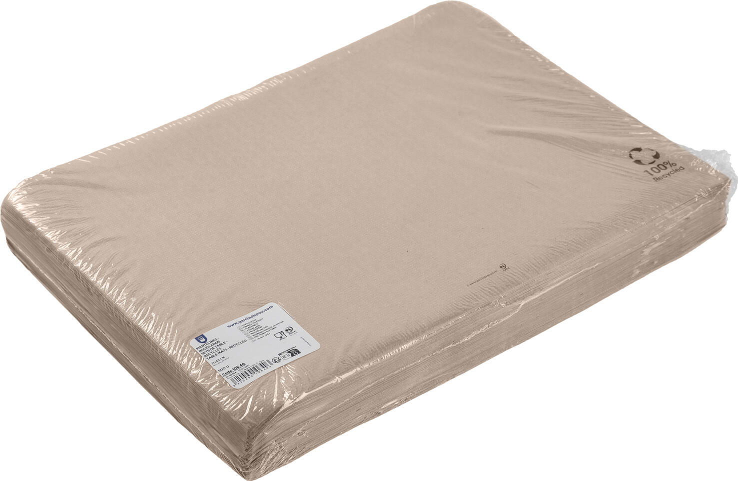 Set de 500 bucati placemat Ecolabel Garcia De Pou, hartie reciclata 100% punct double point, bej natural, 31x43 cm, compostabile
