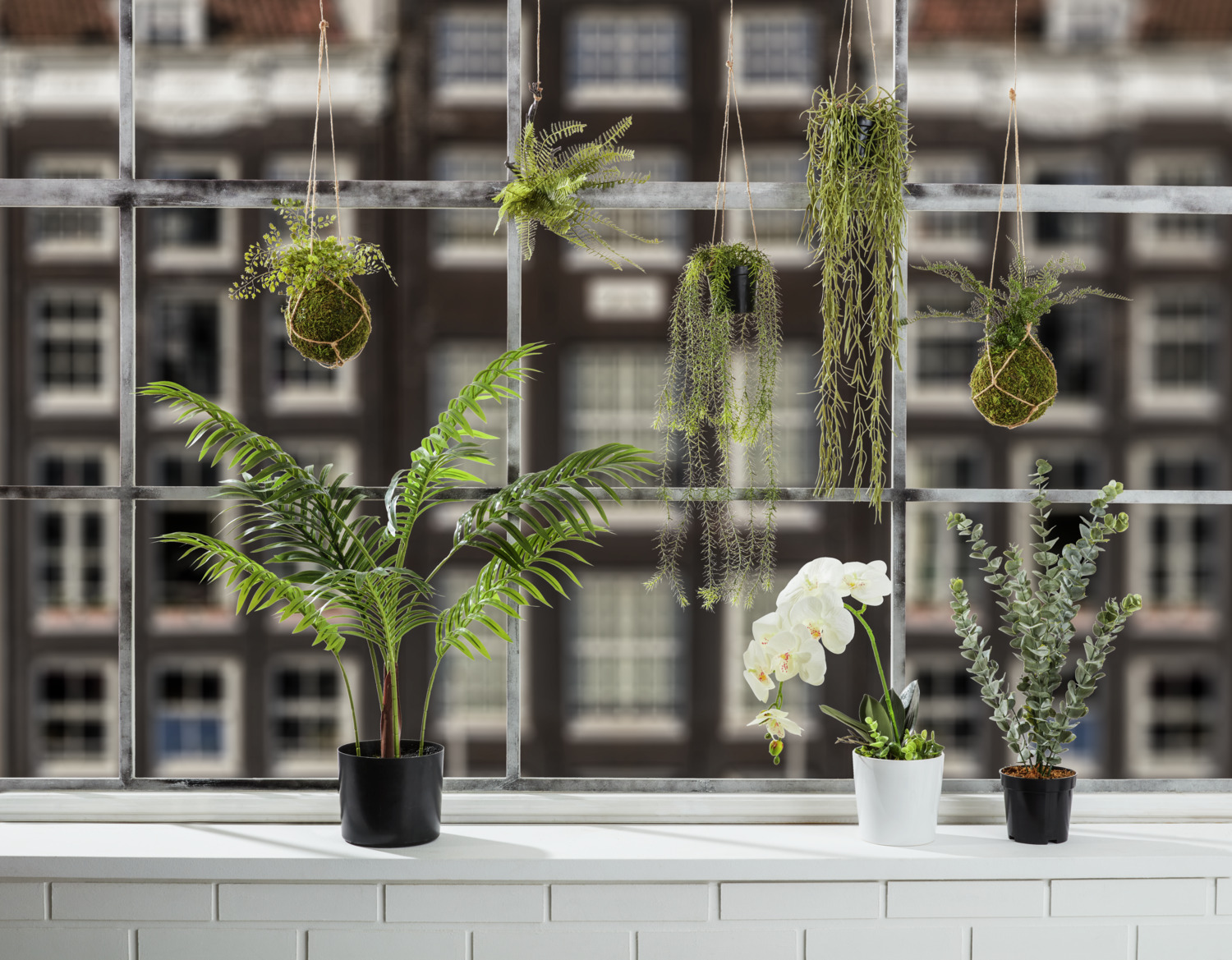 Vega Bisma Artificial Hanging Plant, 56 cm, Plastic, Green and Brown, Modern Classic Style for Indoor and Protected Outdoor Use, i 30108291