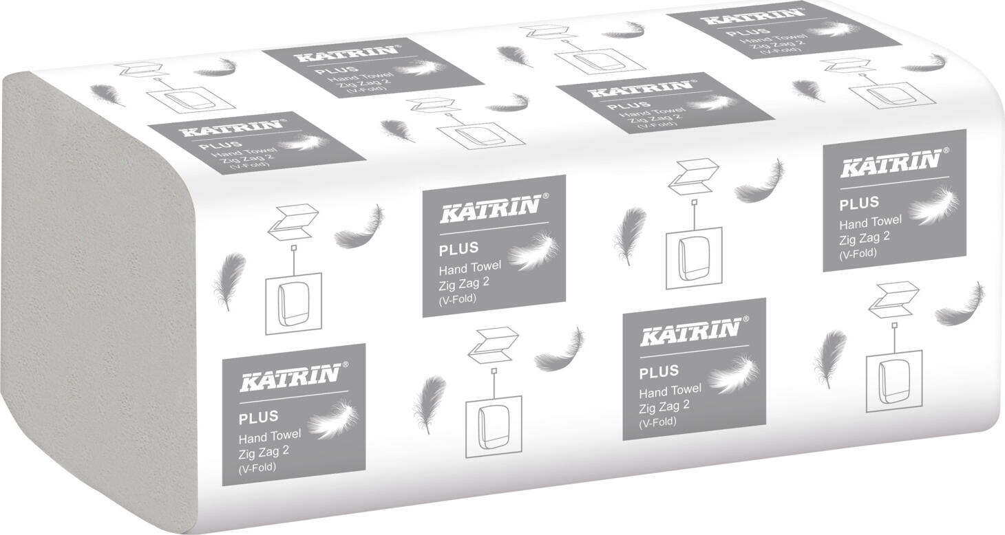 Prosoape de mana Katrin Hand Towel Zig Zag 2 V-Fold 2 straturi, celuloza alb, 22.4 x 23 cm, 200 foi per pachet, Set de 20 pachete