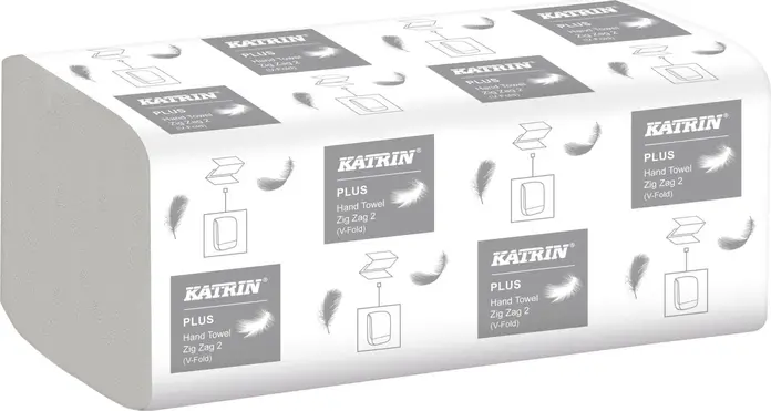 Prosoape de mana Katrin Hand Towel Zig Zag 2 V-Fold 2 straturi, celuloza alb, 22.4 x 23 cm, 200 foi per pachet, Set de 20 pachete