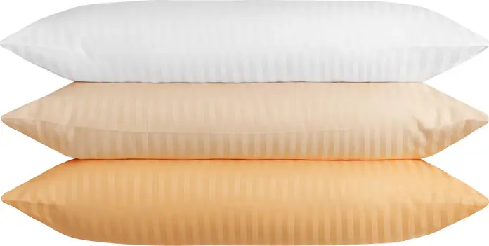 Husa Perna LUSINI Solutions GmbH Venedig 10 mm, 50x80 cm, 100% Bumbac Mercerizat, Alb cu Raias Damasc, Închidere Hotel, OEKO-TEX Standard 100