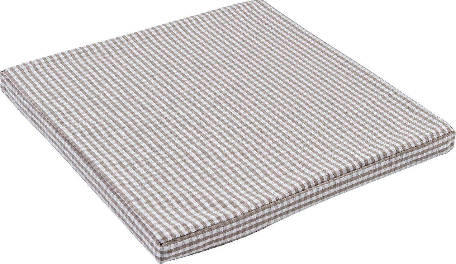 LUSINI Solutions GmbH La Villa Seat Cushion, 40x40x3 cm, Natural Beige Vichy Check, Blended Fabric with Comfort Foam, Removable Zipper Cover