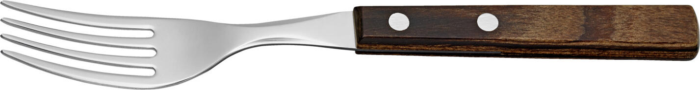 VEGA LUSINI Solutions GmbH Pizza/steak fork Picanha Pizza-/Steakgabel Picanha Pizza/steak fork Picanha; 19.5 cm (L); silver, handle brown; 12 piece / pack Pizza-/Steakgabel Picanha; 19.5 cm (L); silber, Griff braun; 12 Stück / Pack Chrome-nickel stainless steel 18/10, rustproof. Polywood handle. Pizza/steak fork in the familiar Tramontina design. With durable handles with stainless steel rivets. The polywood handles are made of several layers of pine wood, impregnated with resin and then pressed into shape. Suitable for dishwasher. Chrom-Nickel-Edelstahl 18/10, rostfrei. Griff aus Polywood. Pizza-/Steakgabel in bekanntem Tramontina Design. Mit langlebigen Griffen mit Edelstahlnieten. Die aus Polywood gefertigten Griffe bestehen aus mehreren Schichten Kiefernholz, die mit Harz imprägniert und danach in Form gepresst werden. Spülmaschinenfest.