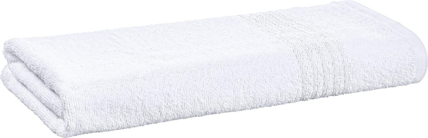 ERWIN M. LUSINI Solutions GmbH Shower towel Classico with border Duschtuch Classico mit Bordüre Shower towel Classico with border; 70x140 cm (WxL); white; 5 piece / pack Duschtuch Classico mit Bordüre; 70x140 cm (BxL); weiß; 5 Stück / Pack 100% cotton. Weight approx. 450 g/m². Single-ply terry shower towel in durable quality, absorbent and soft. A hotel classic in white, available with border. Personalization possible. 100 % Baumwolle. Gewicht ca. 450 g/m². Walkfrottier Duschtuch in strapazierfähiger Qualität, saugstark und weich. Ein Hotelklassiker in weiß, erhältlich mit Bordüre. Personalisierung möglich.